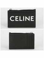 CELINE Logo Zipper Card Wallet Black