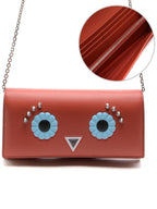 Fendi Face Wallet Chain Cross Bag Red