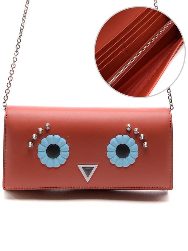Fendi Face Wallet Chain Cross Bag Red