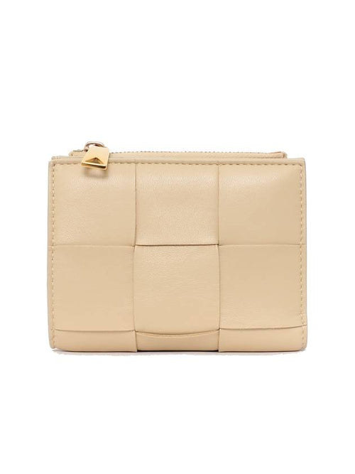 Bottega Veneta Intrecciato Bifold Zipper Half Wallet Porridge