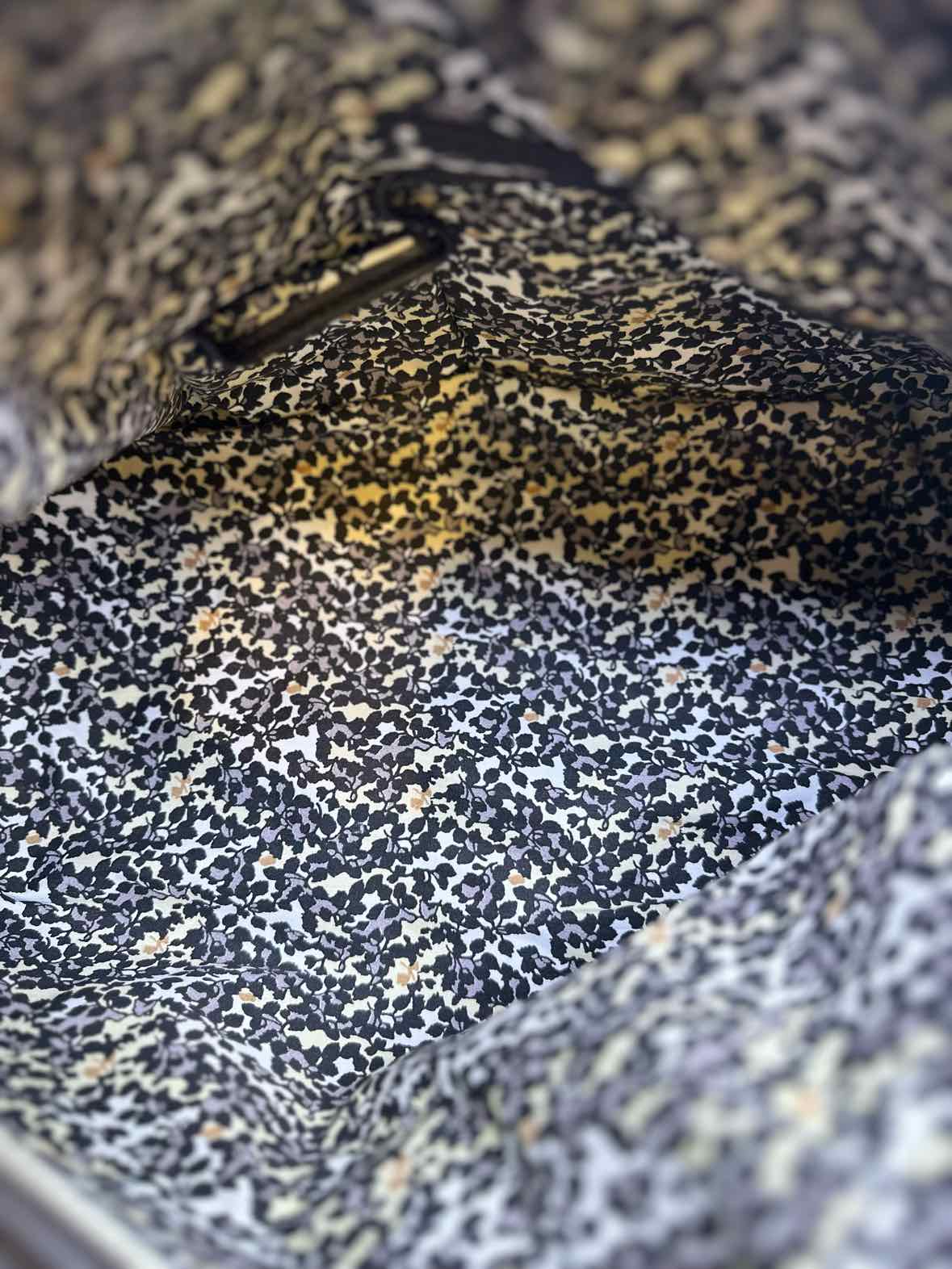 CELINE Blue, Black Fabric LOGO Handbag