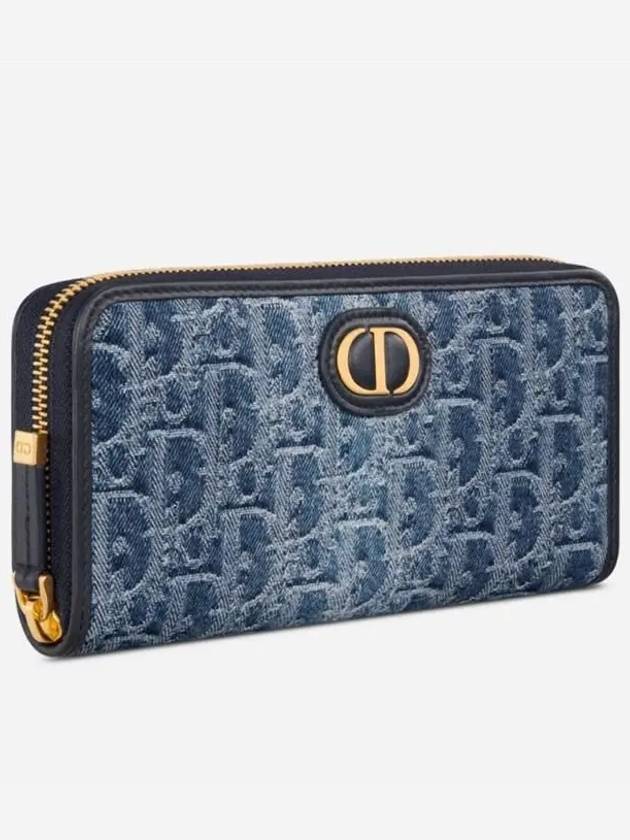 30 Montaigne Voyageur Denim Long Wallet Blue Dior