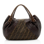 Fendi Zucca Tortuga Leather Spy Satchel