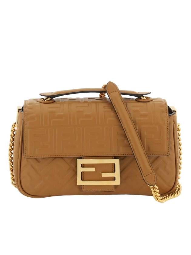 Fendi Baguette Medium Nappa Leather Chain Shoulder Bag Brown