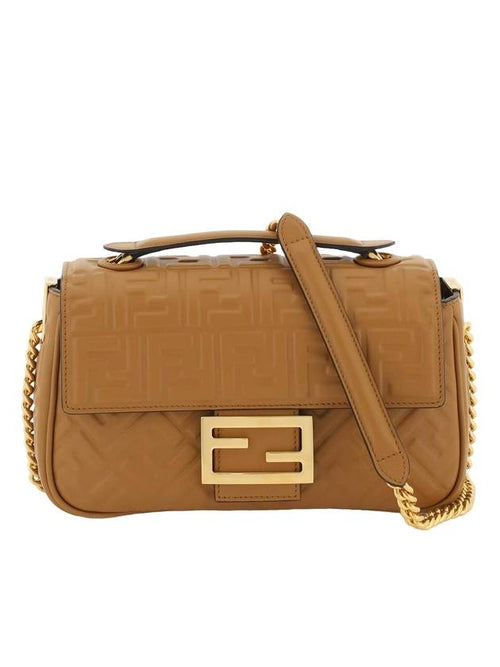 Fendi Baguette Medium Nappa Leather Chain Shoulder Bag Brown