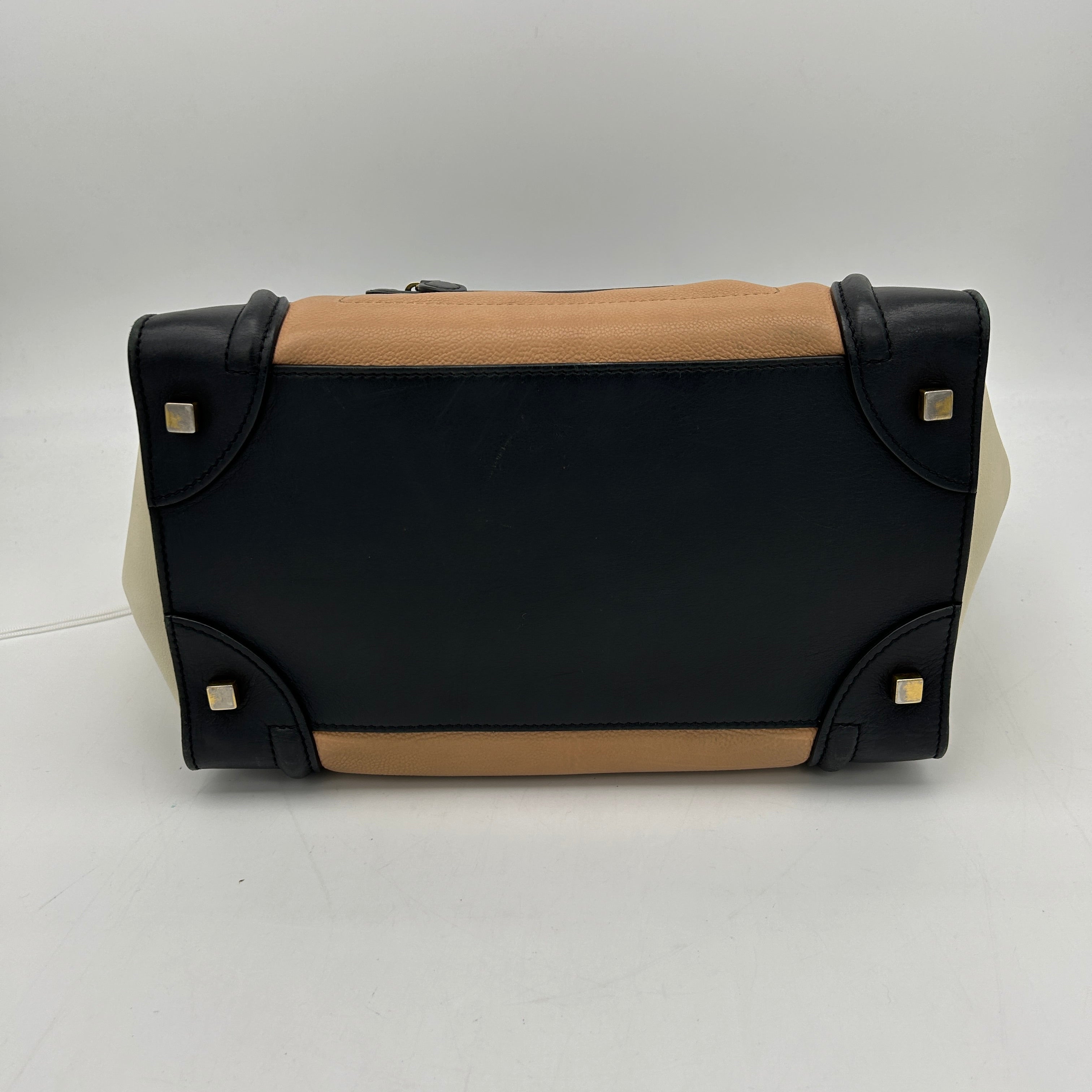 Celine Mini Luggage Tri-Color Anthracite Satin Calfskin Handbag