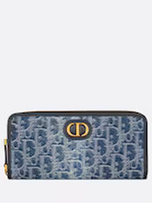 30 Montaigne Voyageur Denim Long Wallet Blue Dior