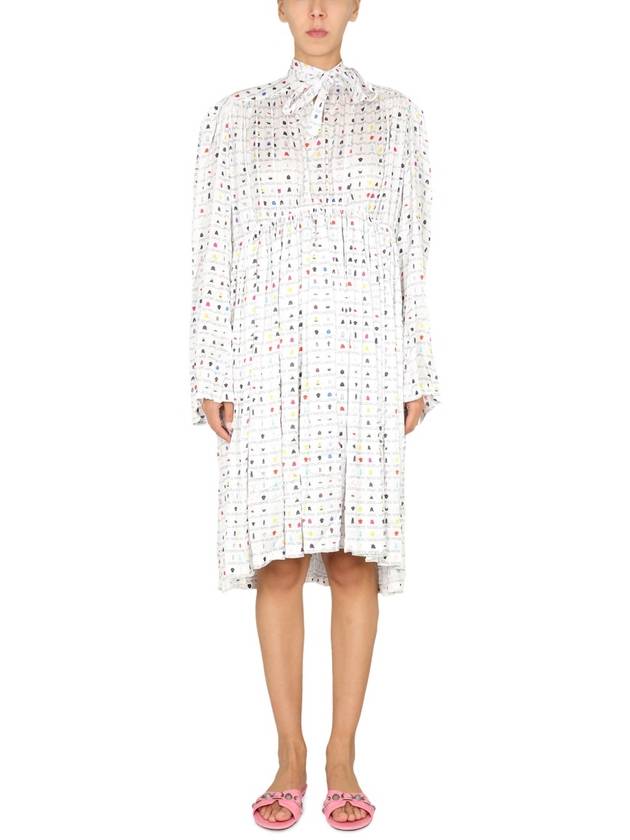 Balenciaga printed knee length long dress white