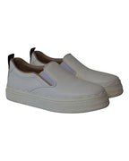 Chloe Lauren Scalloped Slip-on Sneakers in White Leather