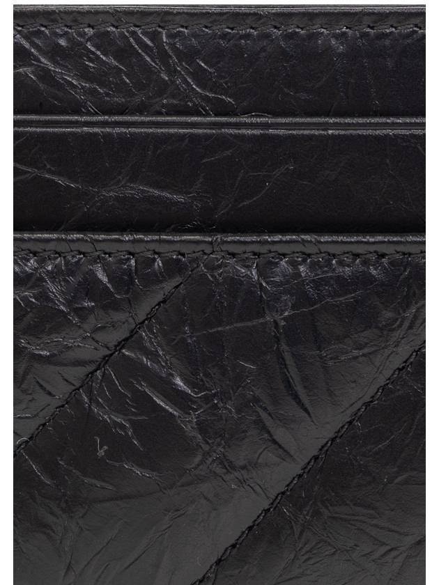 Balenciaga Crush Quilted Calfskin Card Wallet Black