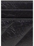 Balenciaga Crush Quilted Calfskin Card Wallet Black