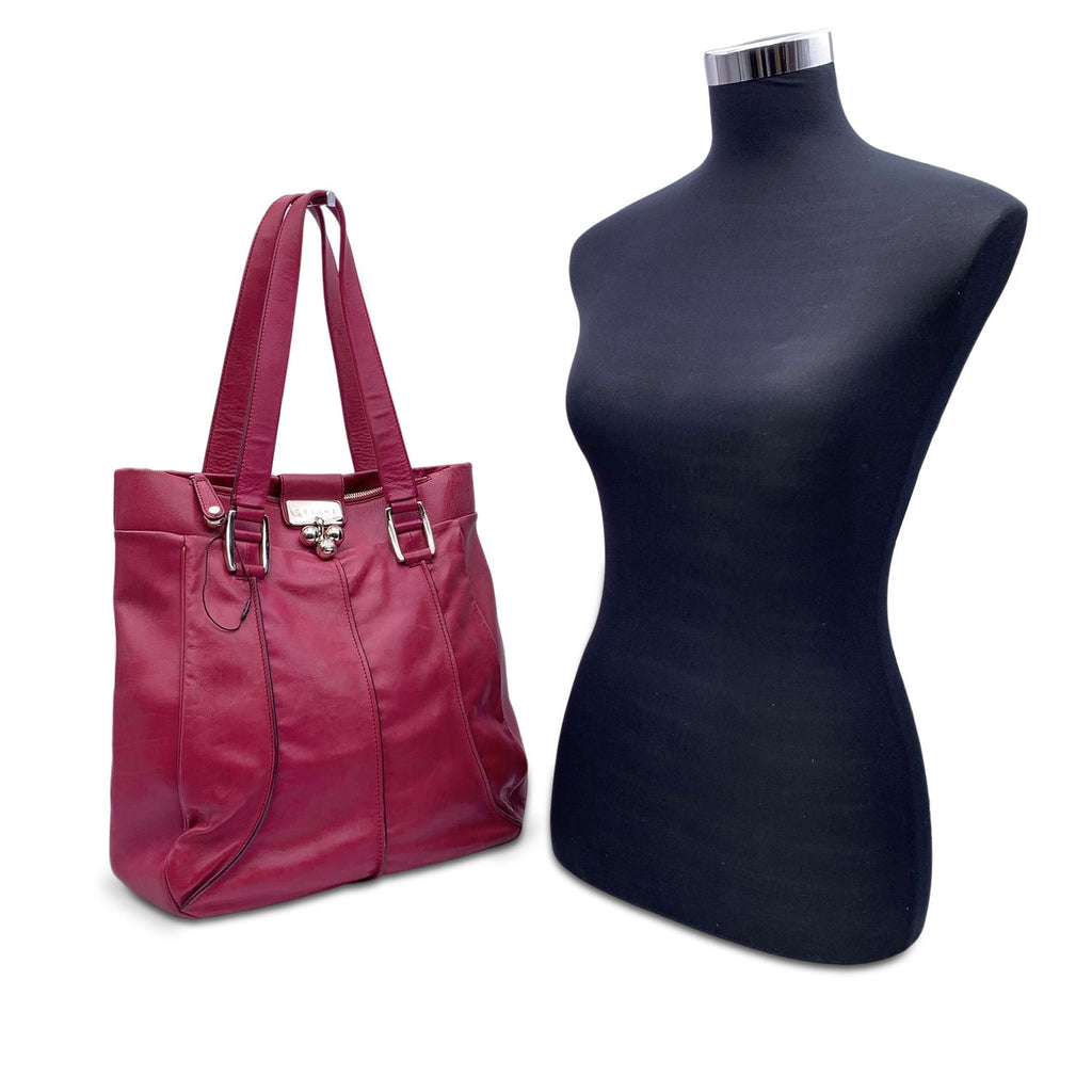 CELINE Pink Purple Leather Tote Shoulder Bag With Spheres