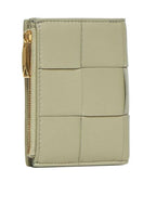 Bottega Veneta Cassette Zipper Bifold Half Wallet Travertine