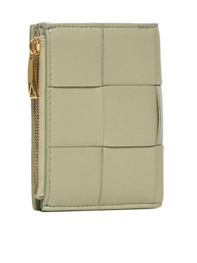 Bottega Veneta Cassette Zipper Bifold Half Wallet Travertine
