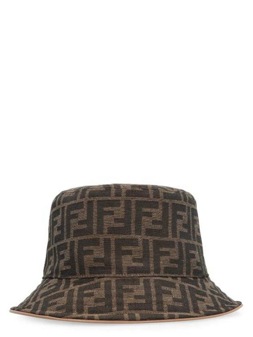Fendi FF Logo Embroidery Cotton Bucket Hat Brown