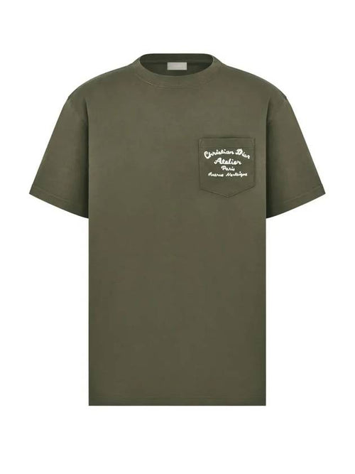 Atelier Chest Pocket Cotton Jersey Short Sleeve T-Shirt Khaki Dior