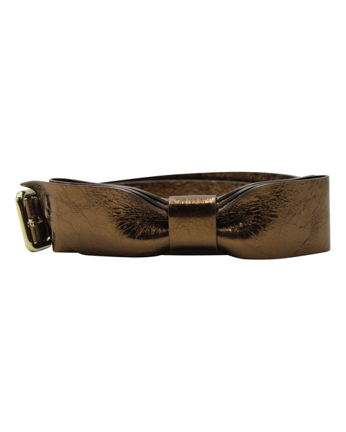 Chloe Bow Detail Buckled Belt in Bronze Leather
