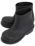 Bottega Veneta Fireman Intrecciato Leather Ankle Boots Black