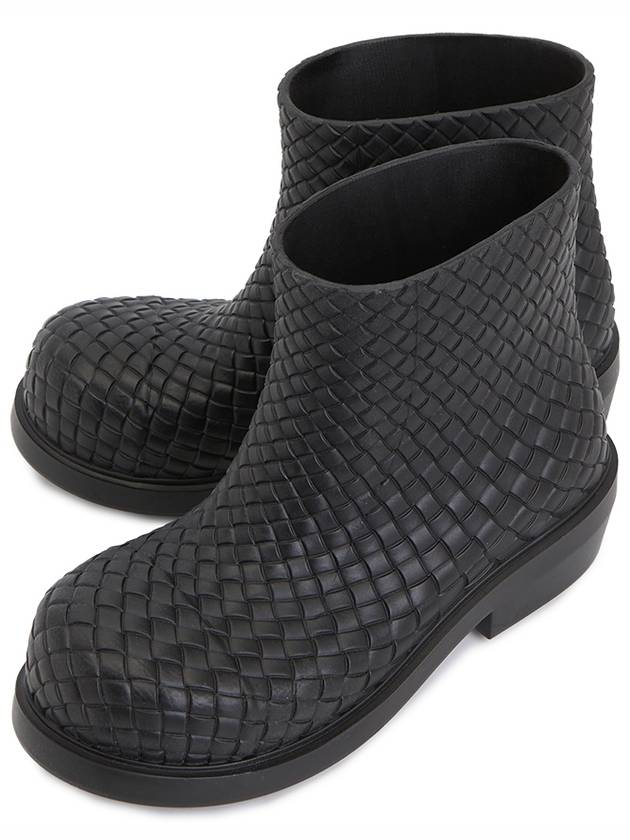 Bottega Veneta Fireman Intrecciato Leather Ankle Boots Black