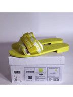 Dioriviera Revolution Toile De Jouy Soleil Motif Slippers Lemon Yellow Dior