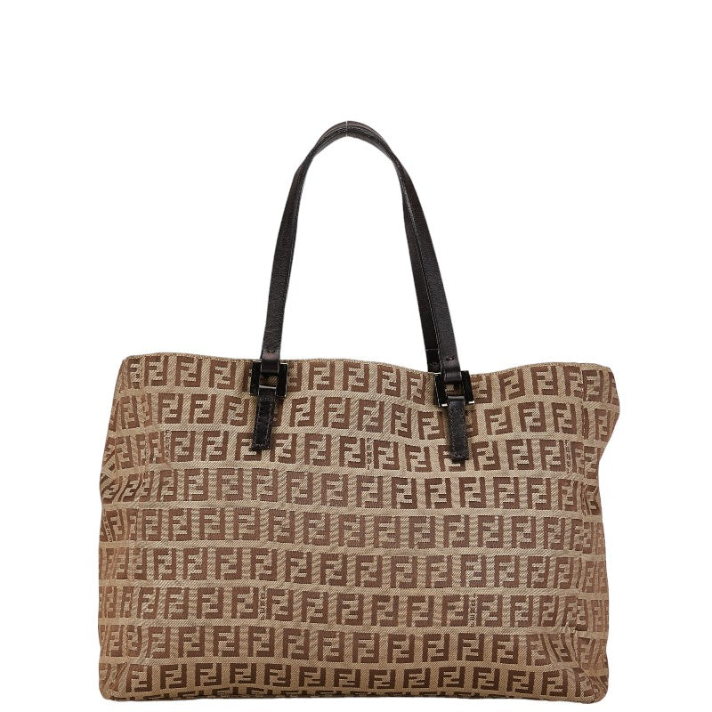 Fendi Zucca Handbag 8BH018 Beige Brown Canvas Leather  Fendi