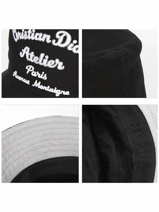 Atelier Embroidered Cotton Canvas Bucket Hat Black Dior