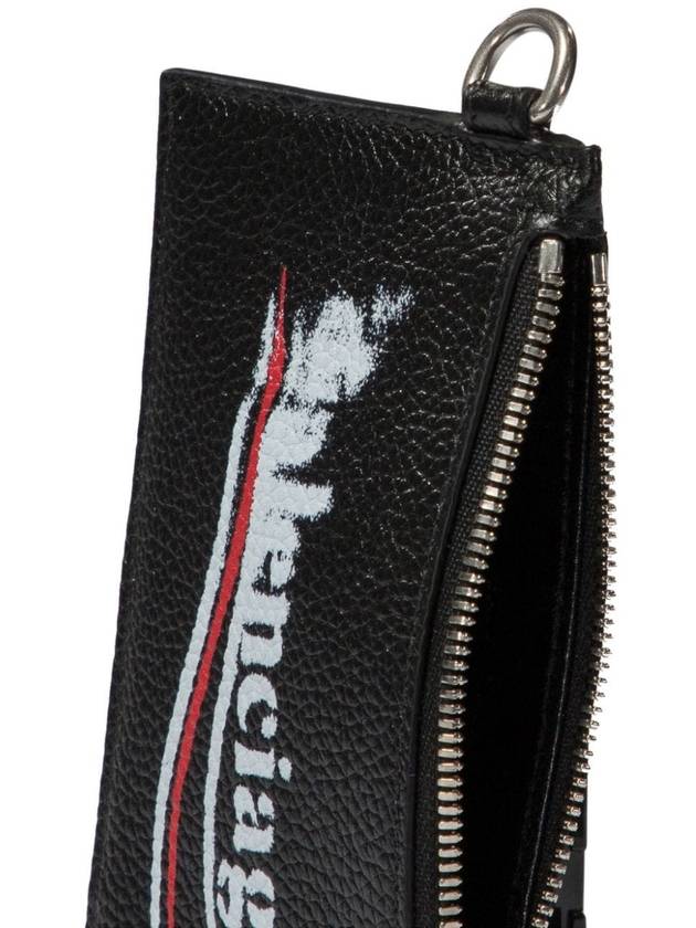 Balenciaga Wave Logo Strap Card Wallet Black