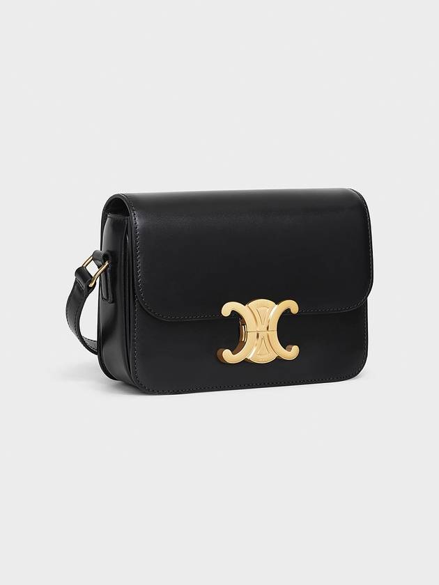 CELINE Teen Triomphe Shiny Calfskin Cross Bag Black