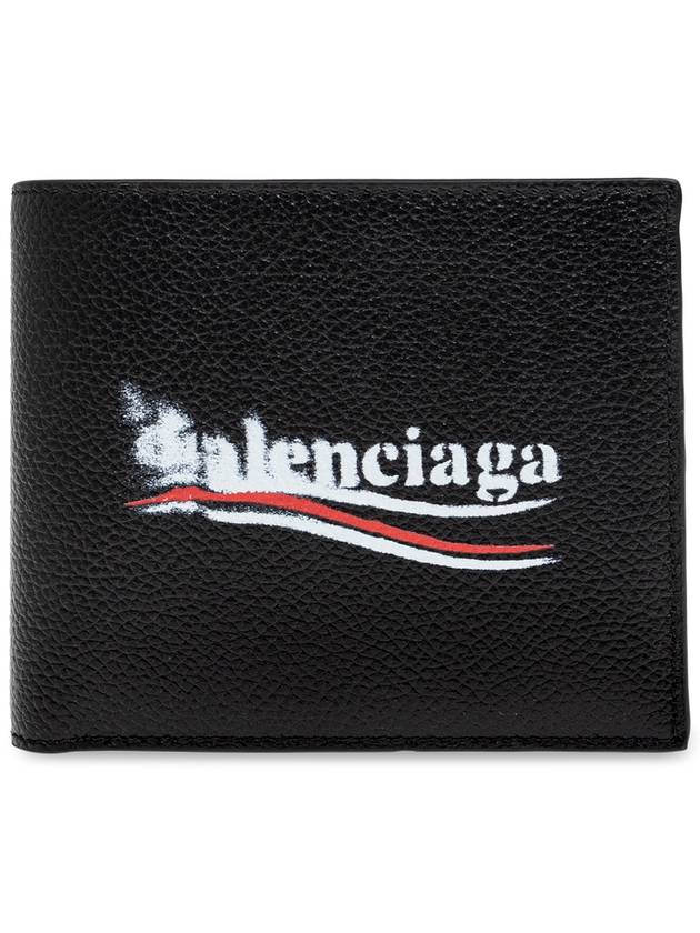 Balenciaga Wave Logo Half Wallet Black