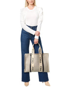 Chloe Woody Large Canvas & Leather Tote