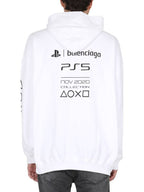 Balenciaga PS5 logo print overfit hoodie white