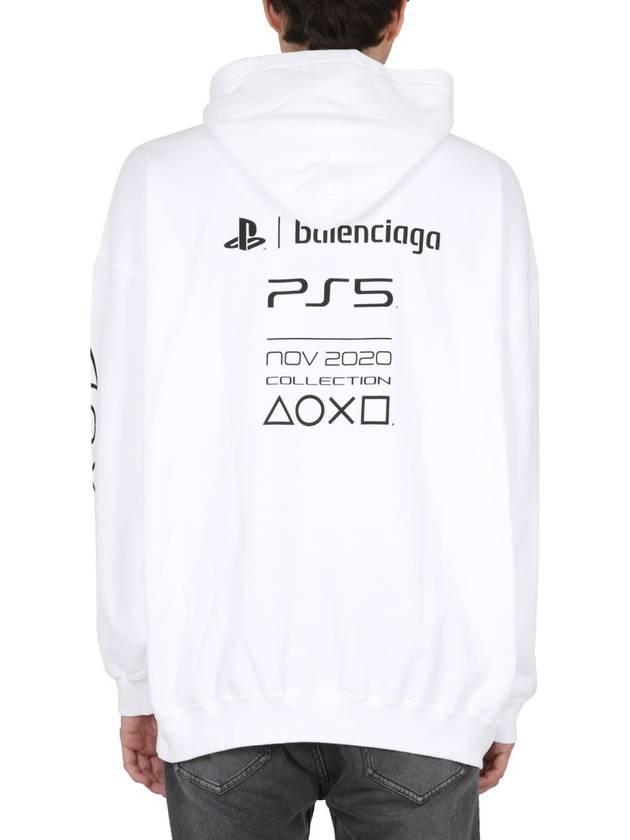 Balenciaga PS5 logo print overfit hoodie white