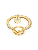 Fendi F Logo Crystals Ring Gold