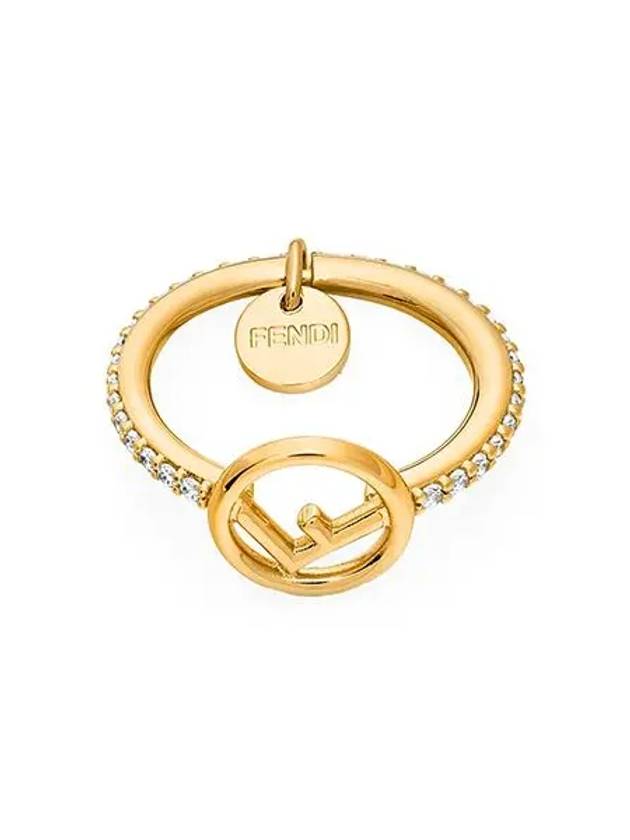 Fendi F Logo Crystals Ring Gold