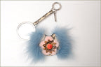 Fendi Mink Fur Python Bag Charm Key Ring Flower Mirror 7AR455