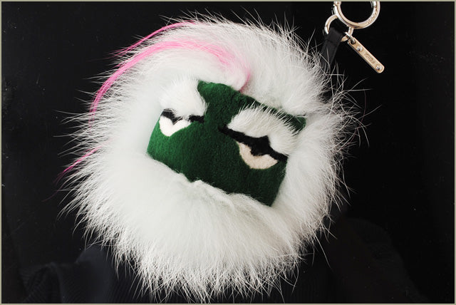 Fendi Bag Bugs Charm Keychain 7AR467 Green/White