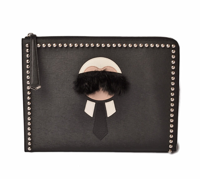 Fendi Karlito Clutch Bag/Second Bag Black/Silver