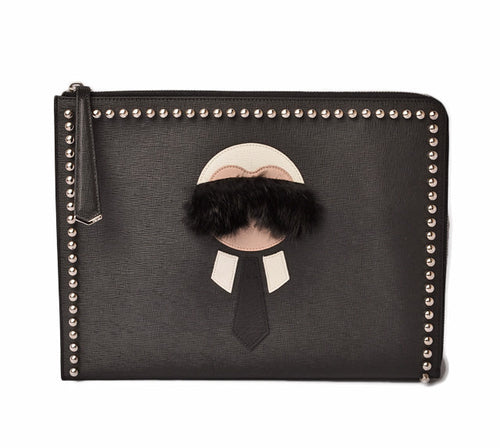 Fendi Karlito Clutch Bag/Second Bag Black/Silver