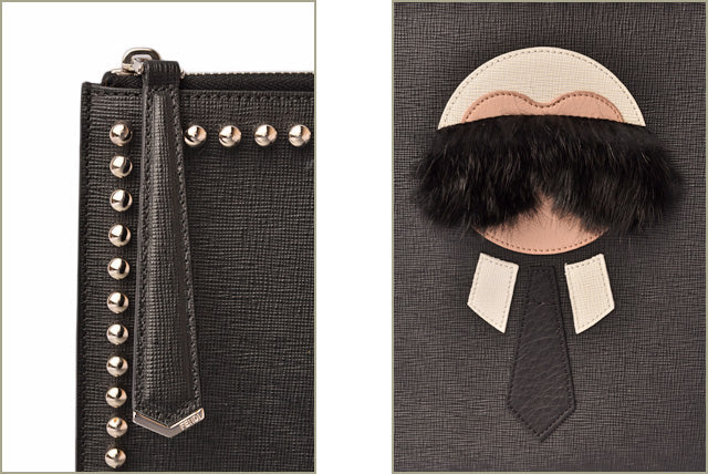 Fendi Karlito Clutch Bag/Second Bag Black/Silver