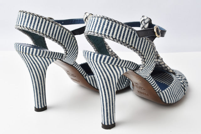 Fendi Denim Leather Sandals Size 36