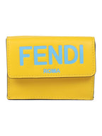 Fendi Logo Leather Half Wallet Yellow