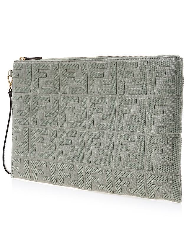 Fendi FF Logo Flat Large Clutch Bag Grey