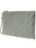 Fendi FF Logo Flat Large Clutch Bag Grey