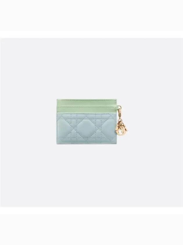 Lady Freesia Card Wallet Blue Dior