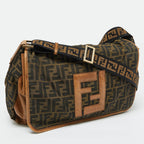 Fendi Zucca Canvas And Leather Flap Messenger Bag