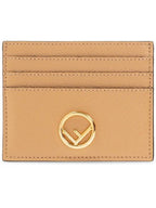 Fendi Signature Logo Card Wallet Beige