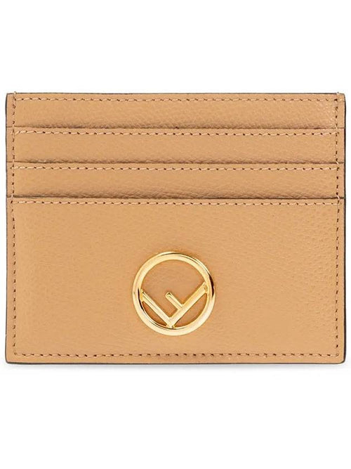 Fendi Signature Logo Card Wallet Beige