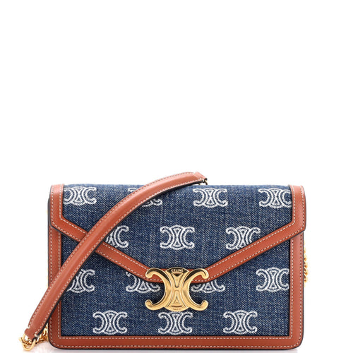 Celine Margo Triomphe Wallet on Chain Triomphe Denim with Leather