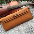 Hermes Brown Handcrafted Kelly Cut Clutch