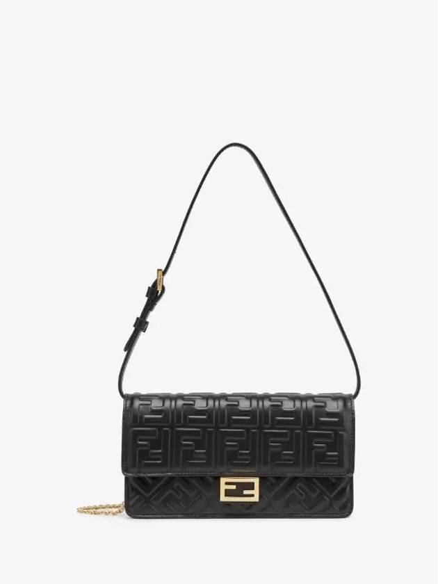 Fendi FF Baguette Nappa Leather Long Wallet Black